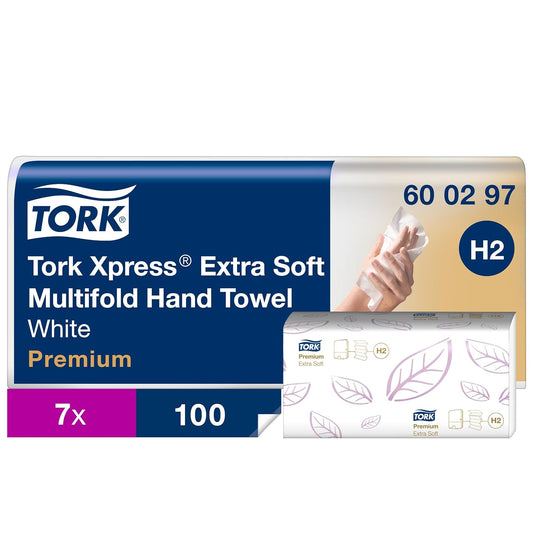 Tork Xpress 600297 Toallas de mano Premium / Toallas secamanos compatibles / 700 toallas / 2 capas / Blanco